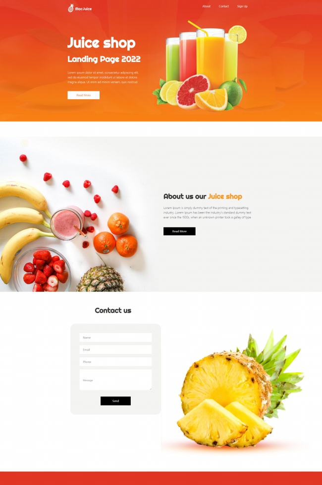 鲜榨果汁店引导页模板