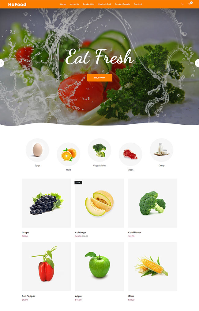 有机水果蔬菜HTML5模板